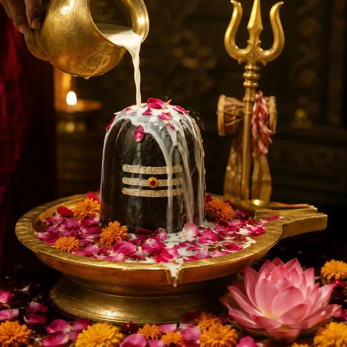 Rudra Abhishek performed on a Shiva Lingam by pandits in Ayodhya, booked online