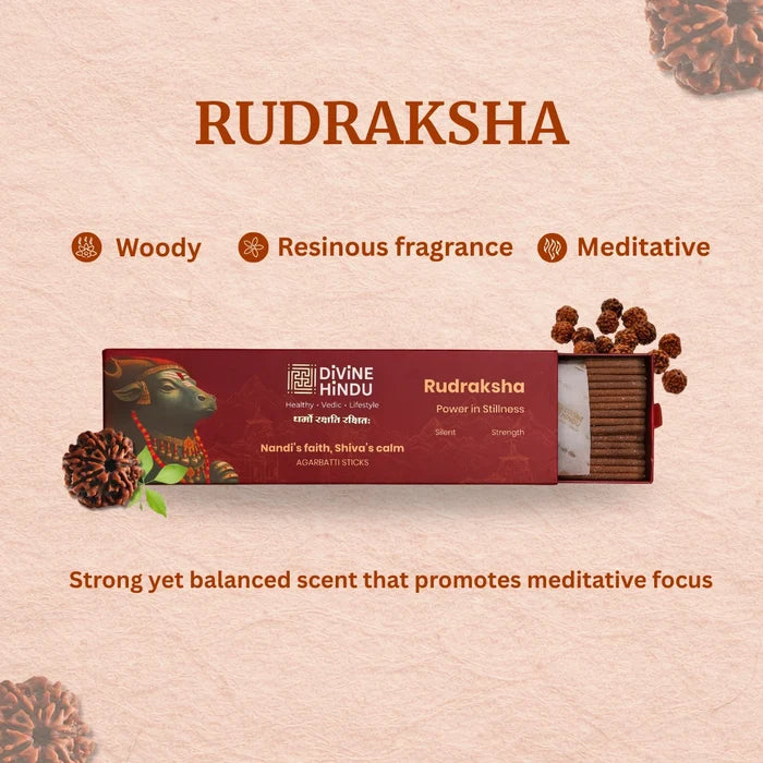 Kesar Chandan & Rudraksha incense sticks arranged for daily puja