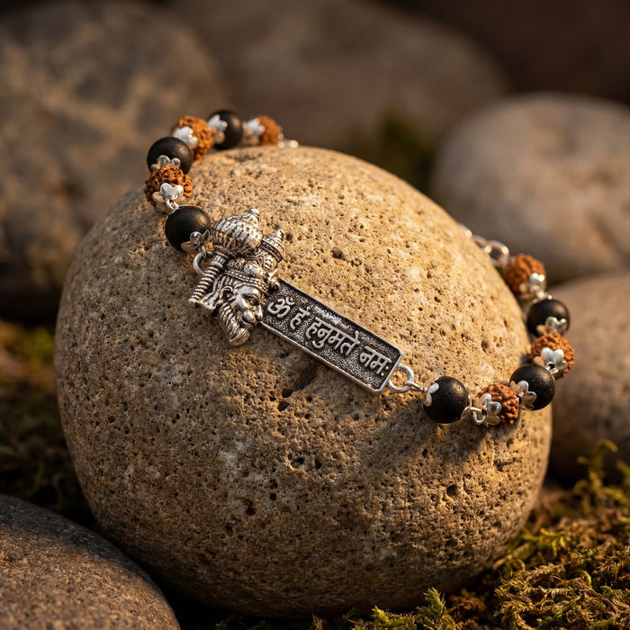 Rudraksha Karungali Hanuman Mantra Bracelet - view 3