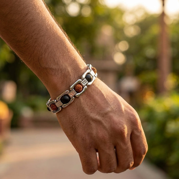 Rudraksha Karungali Link Chain Bracelet - view 2
