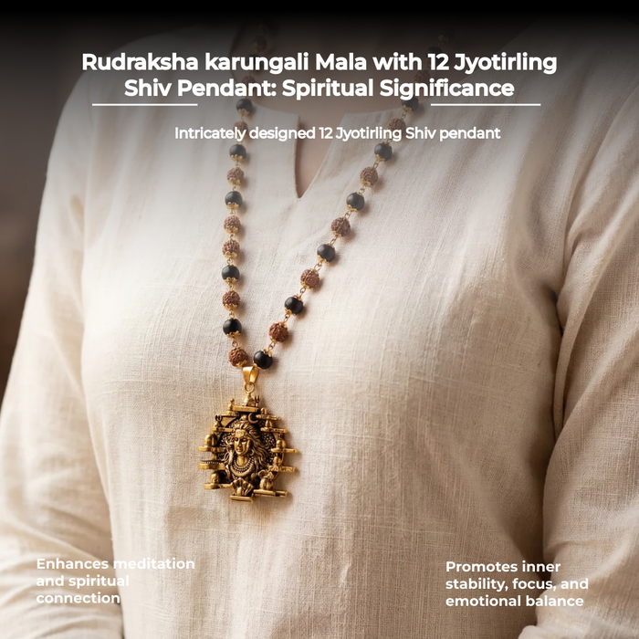 Rudraksha karungali Mala with 12 Jyotirling Shiv Pendant - view 5