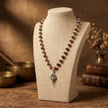 Rudraksha Karungali Malai in Silver-Cap with Lord Murugan Shastra Pendant