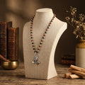Rudraksha Karungali Malai in Silver-Cap with Shiv Pendant