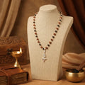 Rudraksha Karungali Malai (Silver-Cap) with Shiv Trishul & Nandi Pendant in Silver Finish