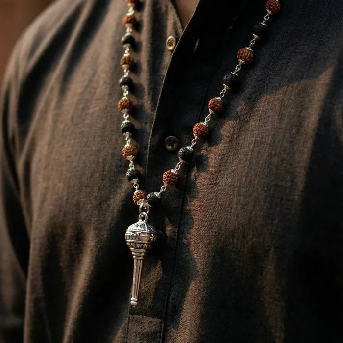 Rudraksha Karungali Malai with Hanuman Gada