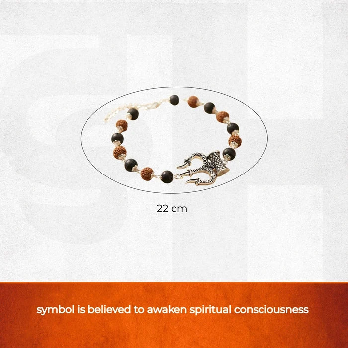 Rudraksha Karungali Silver Cap Trishool Damroo Bracelet - view 2