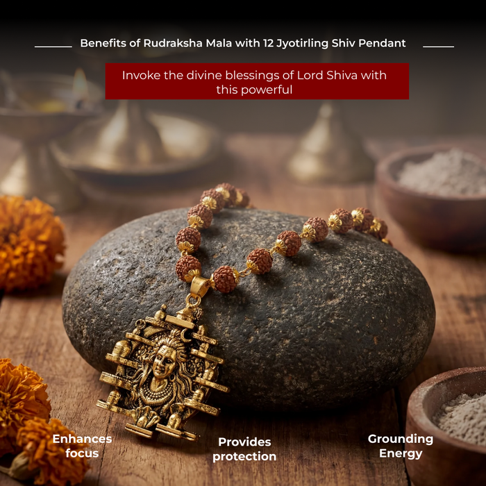 Rudraksha Mala with 12 Jyotirling Shiv Pendant - view 5
