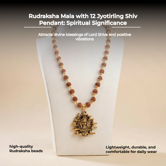 Rudraksha Mala with 12 Jyotirling Shiv Pendant - view 6