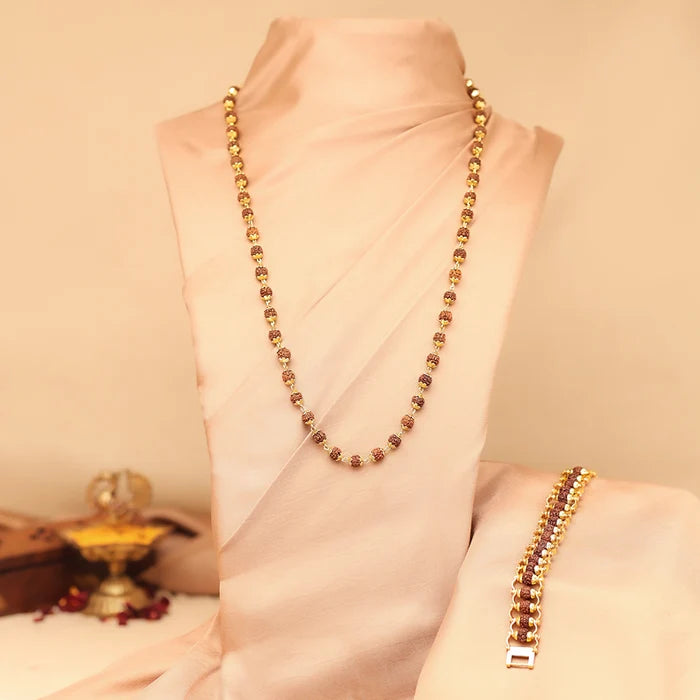 Rudraksha Power Pair – 54 Bead Necklace & Bracelet