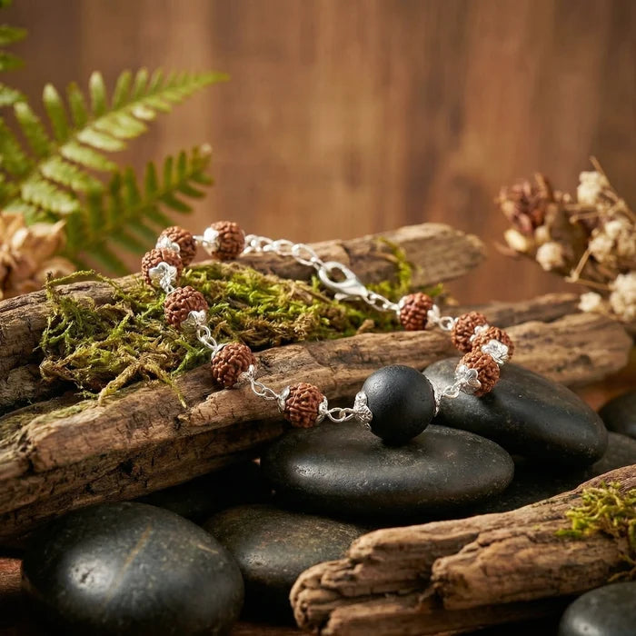 Rudraksha Silver Cap Karungali Bead Bracelet - view 3