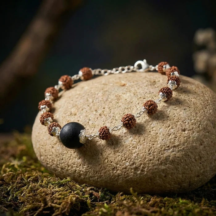 Rudraksha Silver Cap Karungali Bead Bracelet - view 5