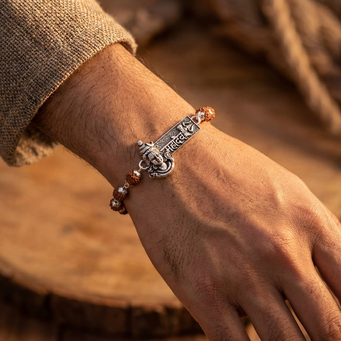Rudraksha Silver Cap Mahadev Bracelet - view 2