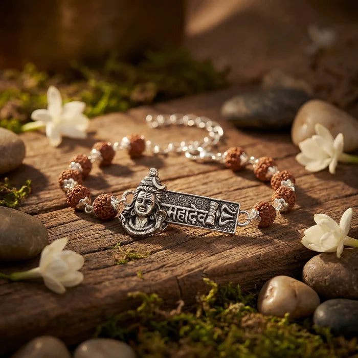 Rudraksha Silver Cap Mahadev Bracelet - view 3