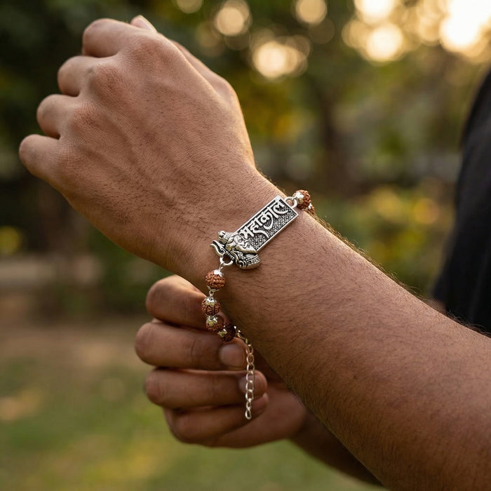 Rudraksha Silver Cap Mahakal Bracelet - view 2