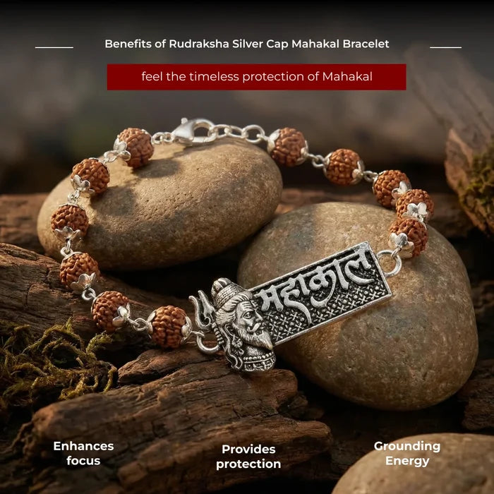 Rudraksha Silver Cap Mahakal Bracelet - view 5