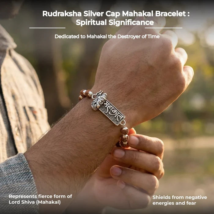 Rudraksha Silver Cap Mahakal Bracelet - view 6