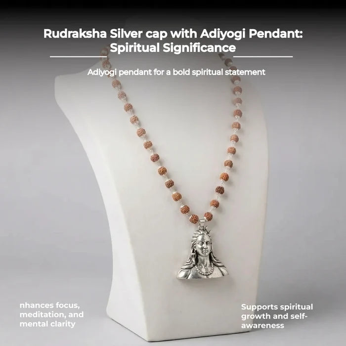 Rudraksha Silver cap with Adiyogi Pendant - view 5