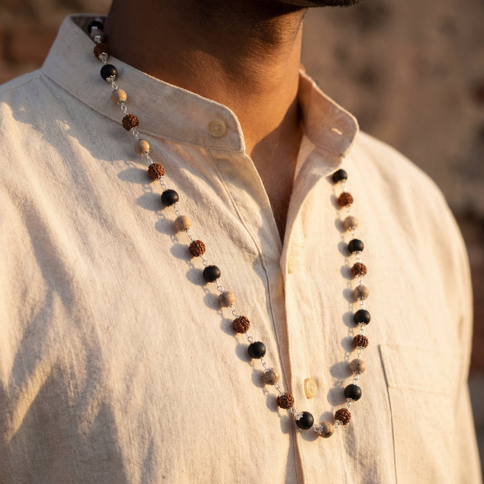 Rudraksha,Karungali and Tulsi Mala with Silver Cap