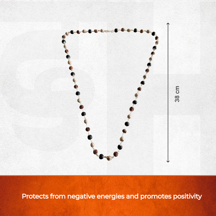 Rudraksha,Karungali and Tulsi Mala with Silver Cap - view 2