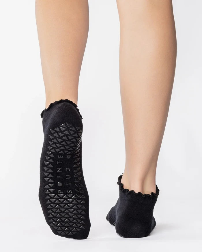 Ruffle Black Full Foot Grip Sock