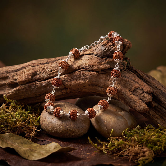 Hallmarked S925 Pure Silver Rudraksha Bracelet - view 2