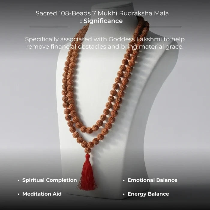 Sacred 108-Beads 7 Mukhi Rudraksha Mala - view 3