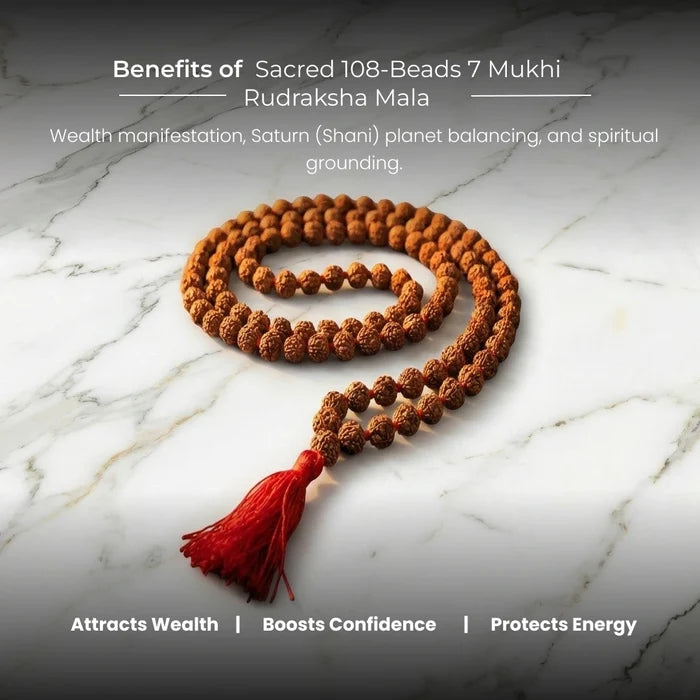 Sacred 108-Beads 7 Mukhi Rudraksha Mala - view 4