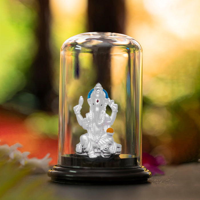 Sacred Blessings Rhodium-Plated Lord Ganesh 999 Silver Idol