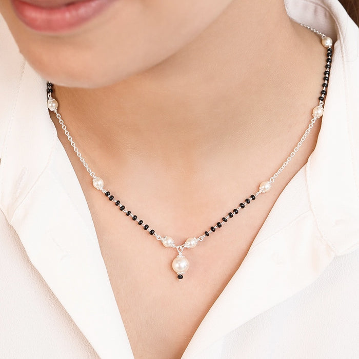 Sacred Bond Rhodium-Plated Sterling Silver Mangalsutra for Eternal Love