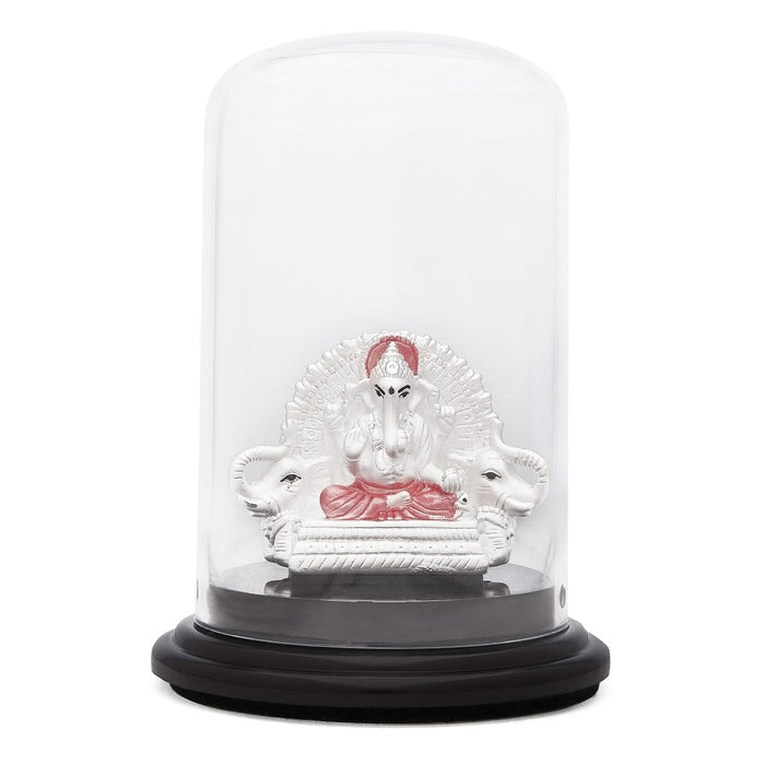 Sacred Brilliance 999 Silver Ganesh Ji Idol with Rhodium Radiance