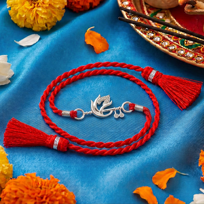 Sacred Ganesha CZ 925 Silver Rakhi (Zavya Signature)