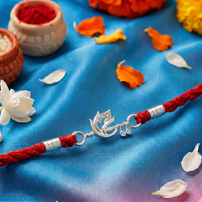 Sacred Ganesha CZ 925 Silver Rakhi (Zavya Signature)