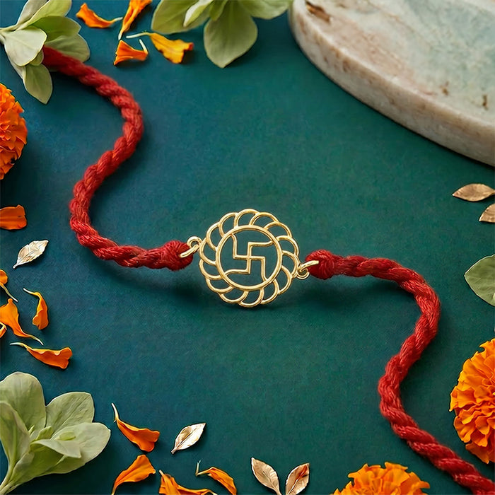 Sacred Lotus Gold Plated 925 Silver Rakhi
