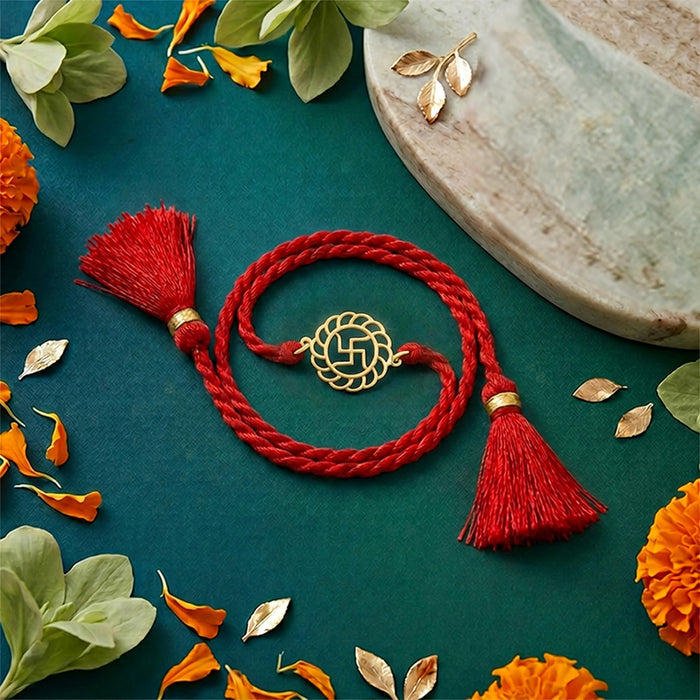 Sacred Lotus Gold Plated 925 Silver Rakhi