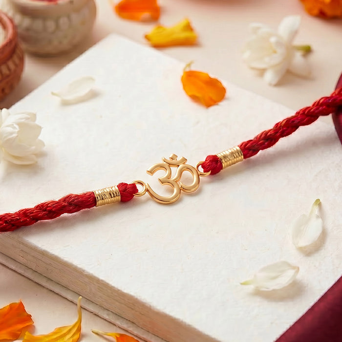Sacred Om Bond Gold Plated Silver Rakhi (Zavya Signature)