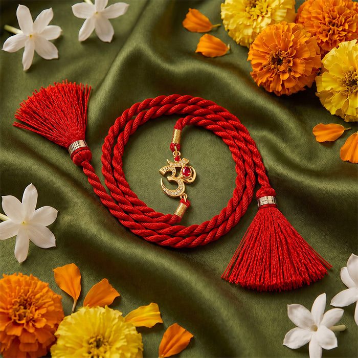 Sacred OM CZ Silver Rakhi