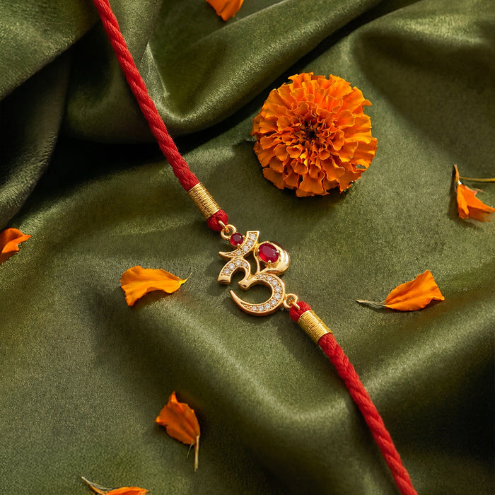 Sacred OM CZ Silver Rakhi