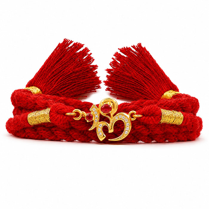 Sacred OM CZ Silver Rakhi