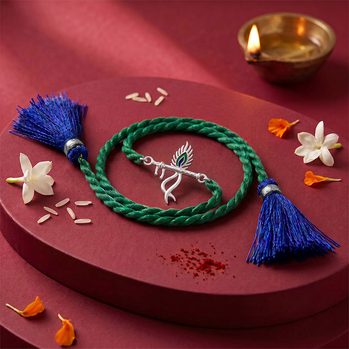 Sacred Om Rhodium Plated 925 Silver Rakhi