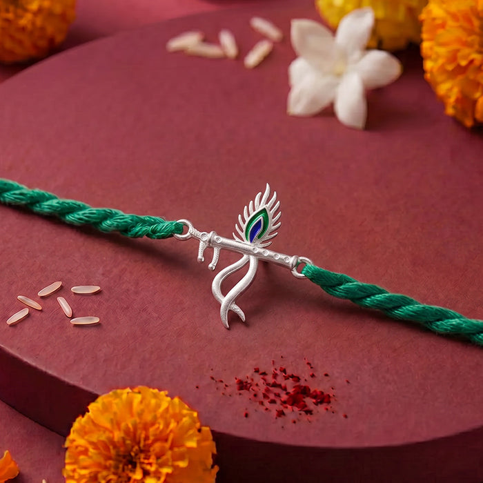 Sacred Om Rhodium Plated 925 Silver Rakhi
