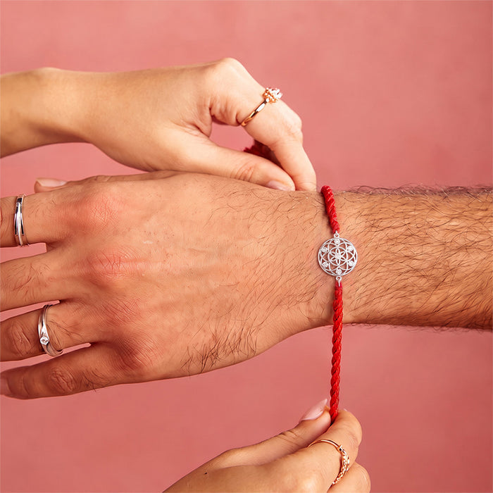 Sacred Om Rhodium Plated 925 Silver Rakhi