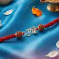 Sacred Om Shiv Damru Rudraksha Silver Rakhi (Zavya Signature)