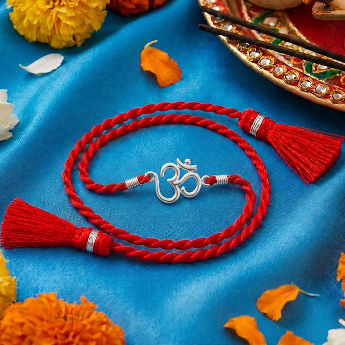 Sacred Om Silver Rakhi (Zavya Signature)
