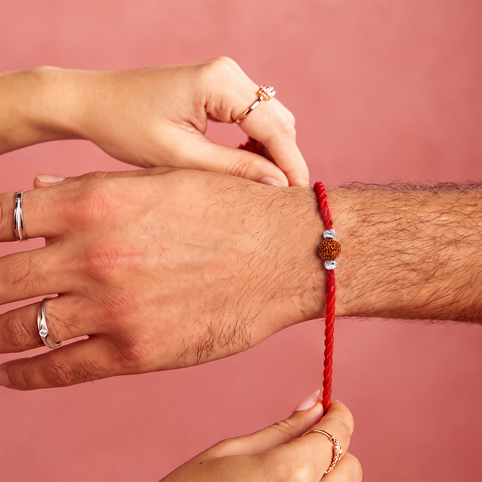 Sacred Rudraksha Silver Rakhi