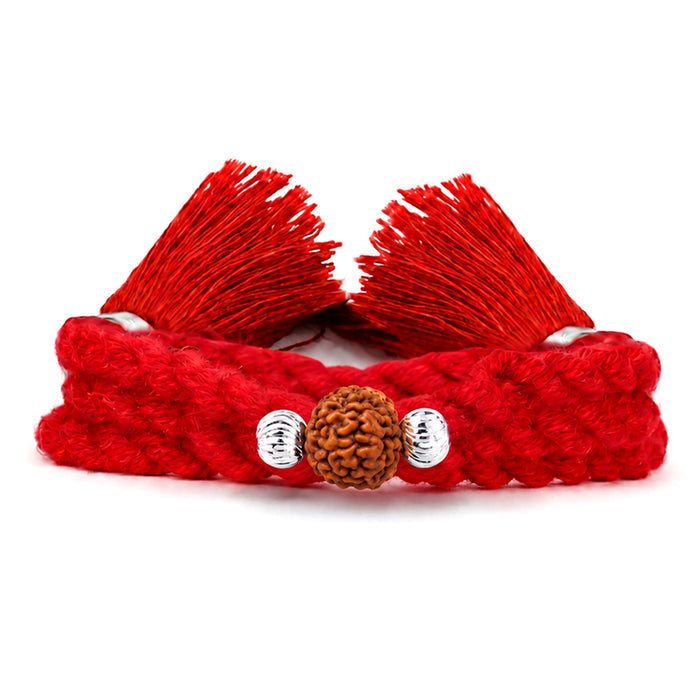 Sacred Rudraksha Silver Rakhi