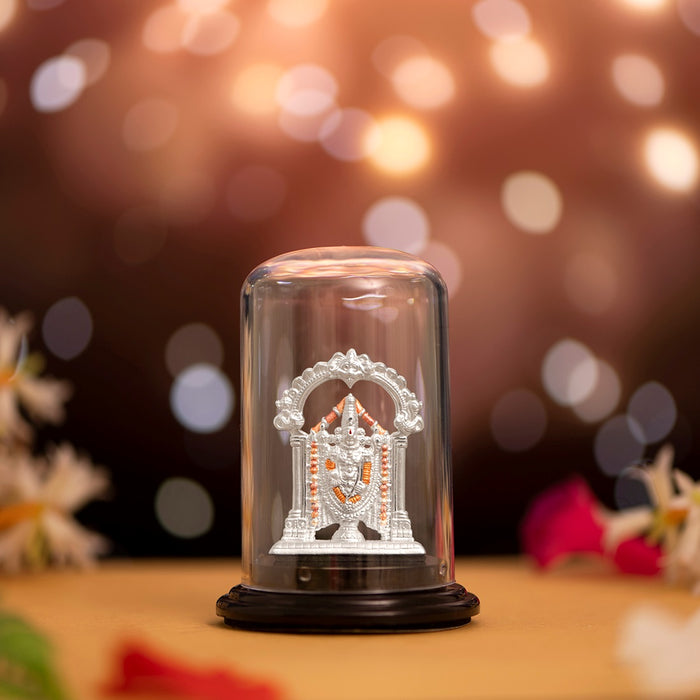Sacred Splendor Rhodium-Plated 999 Silver Tirupati Balaji Idol