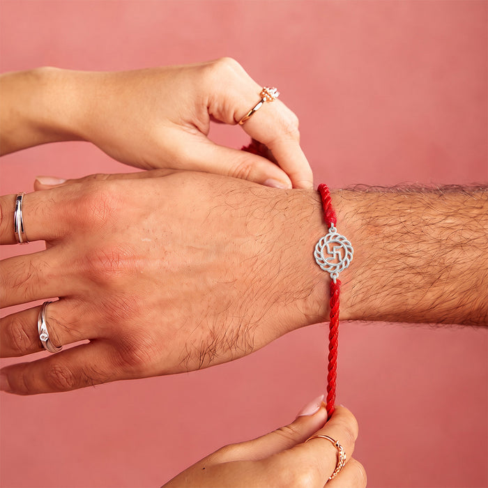 Sacred Swastika 925 Silver Rakhi