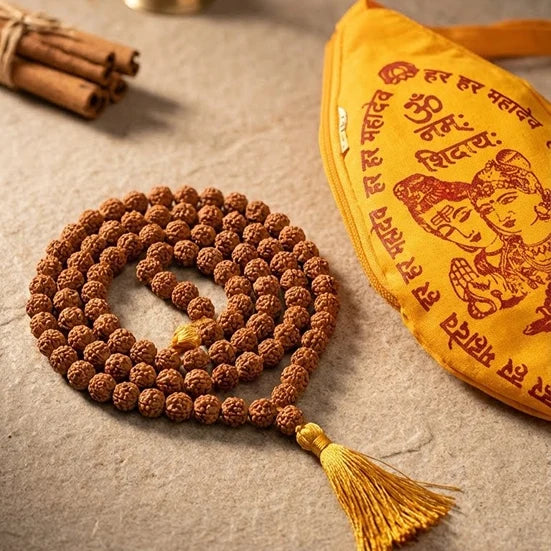Sadhana Combo: 108 Rudraksha Mala & Premium Jaap Bag