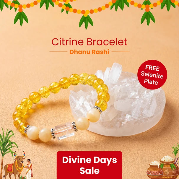 Sagittarius (Dhanu Rashi) Stone Bracelet with FREE Raw Selenite Plate