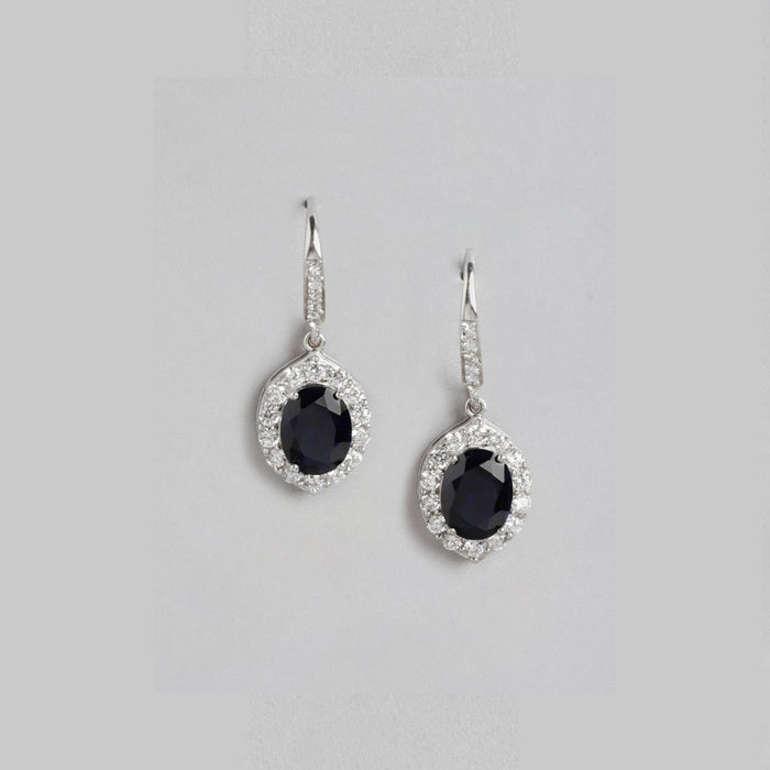 Sapphire Cascade Rhodium Plated 925 Silver Drop Earrings